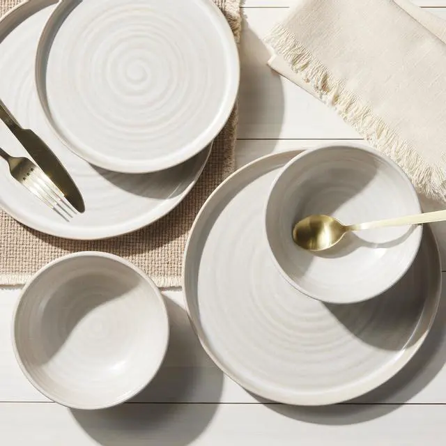 Alt view image 6 of 7 - Better Homes & Gardens Collins Collection Cream Stoneware Round 10.4" Dinner Plate