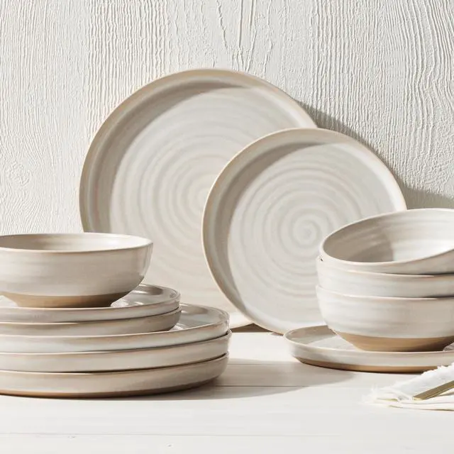 Alt view image 7 of 7 - Better Homes & Gardens Collins Collection Cream Stoneware Round 10.4" Dinner Plate