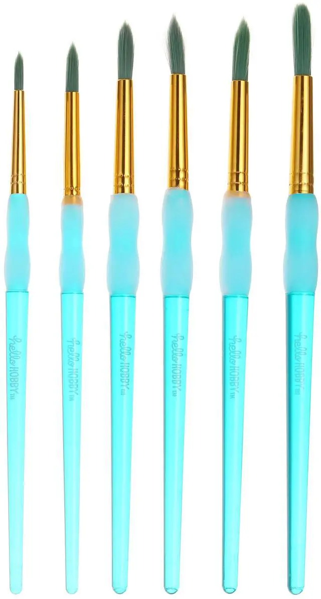 Main image of Hello Hobby Round Synthetic Bristle Art Brushes (6 Pack), Age Group 3+