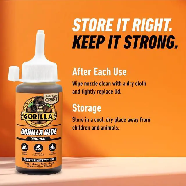 Alt view image 7 of 7 - Gorilla Original Brown Polyurethane Glue, 4 Ounce Bottle, 1-2 Hours dry time