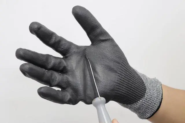 Alt view image 6 of 6 - Hyper Tough ANSI A4 HPPE PU-Coated Work Gloves, Full Finger, Men's Medium