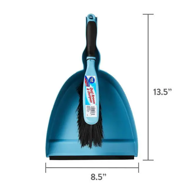 Alt view image 6 of 7 - Great Value Plastic Dust Broom and Pan Set, Blue