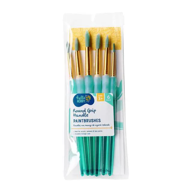 Alt view image 6 of 6 - Hello Hobby Round Synthetic Bristle Art Brushes (6 Pack), Age Group 3+