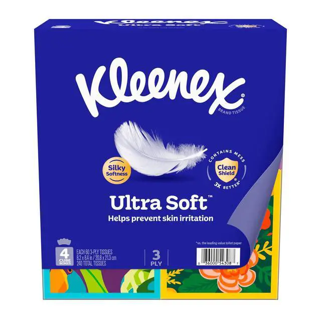 Alt view image 7 of 7 - Kleenex Ultra Soft 3-Ply Cube Box Facial Tissues, 4 Pack (240 Total Tissues)