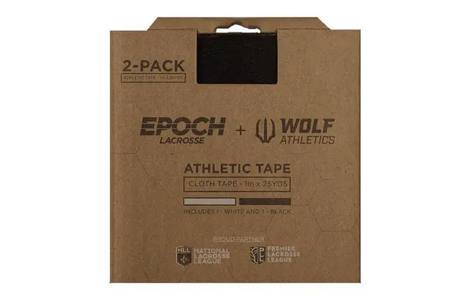 Alt view image 3 of 6 - Wolf Lacrosse Grip Tape White/Black High-Quality, Water Resistant, Stamped Adhesive Wrap, 2 Count, High-Performance Grip Tape for Lacrosse & Hockey Sticks