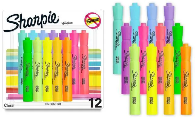 Main image of Sharpie Tank Highlighters, Assorted, Chisel Tip, 12 Count