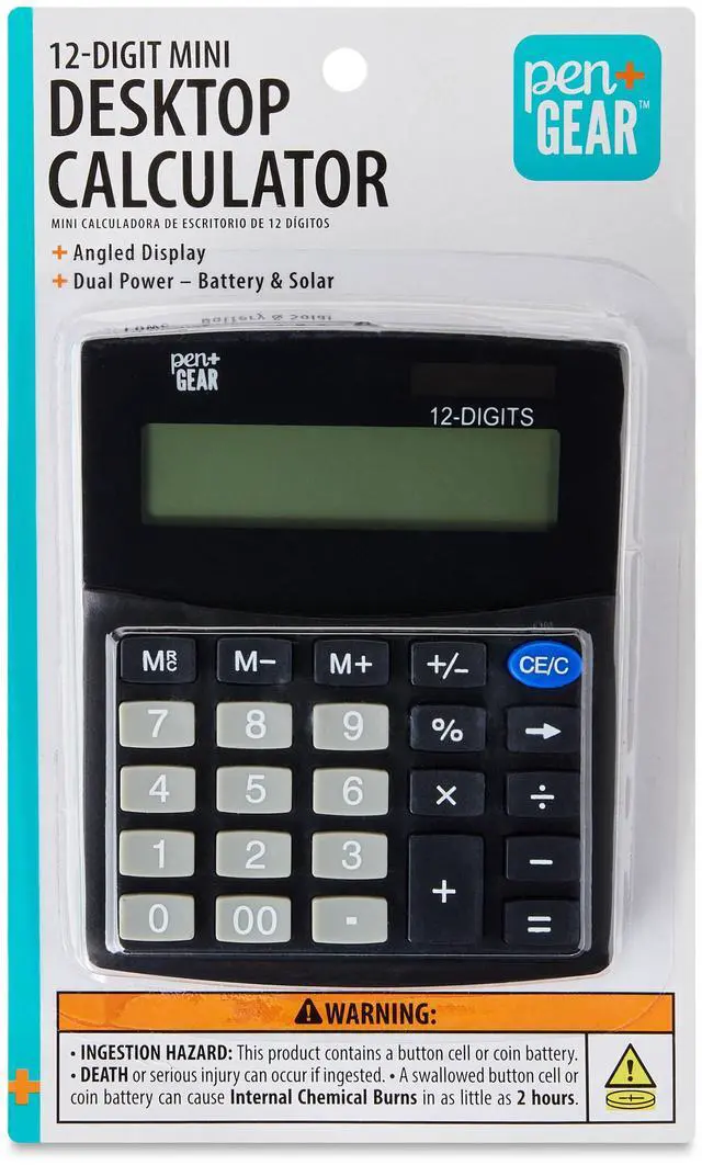 Main image of Pen+Gear 12-Digit Mini Desktop Calculator, Black