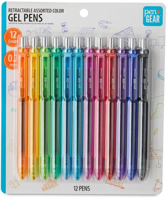 Main image of Pen+Gear Retractable Gel Ink Pens, Assorted Colors, 0.7mm, 12 Count