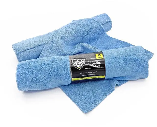 Main image of Auto Drive Super Soft Coral Fleece Microfiber Towel Set for Cleaning and Detailing, 8 Pack