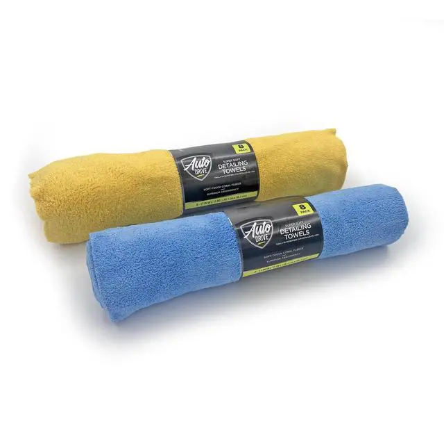 Alt view image 3 of 7 - Auto Drive Super Soft Coral Fleece Microfiber Towel Set for Cleaning and Detailing, 8 Pack