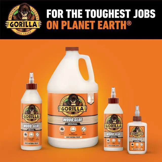 Alt view image 7 of 7 - (2 pack) Gorilla Wood Glue Natural Wood Color, 4 ounce Bottle