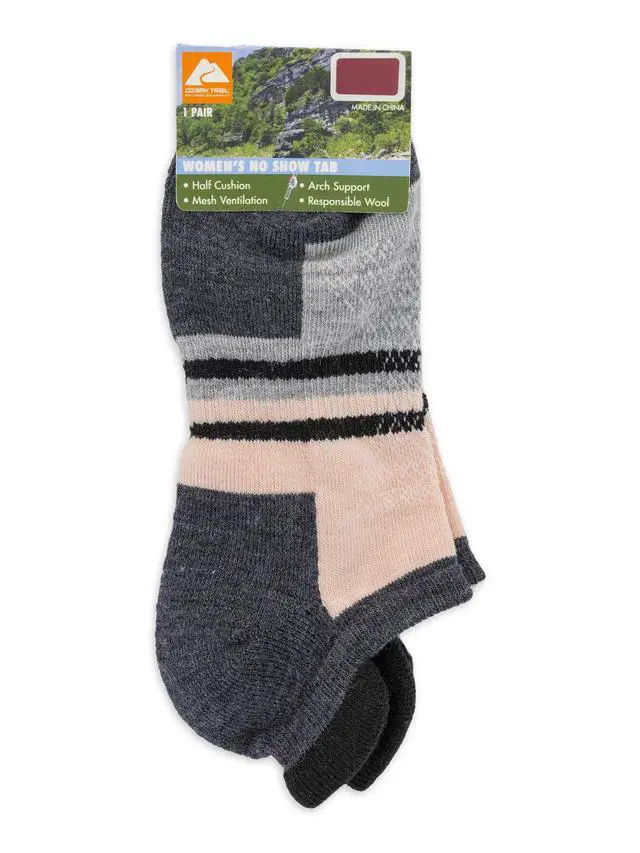 Alt view image 2 of 5 - Ozark Trail Women's Merino Wool Blend No Show Tab Hiking Socks, 1 Pack