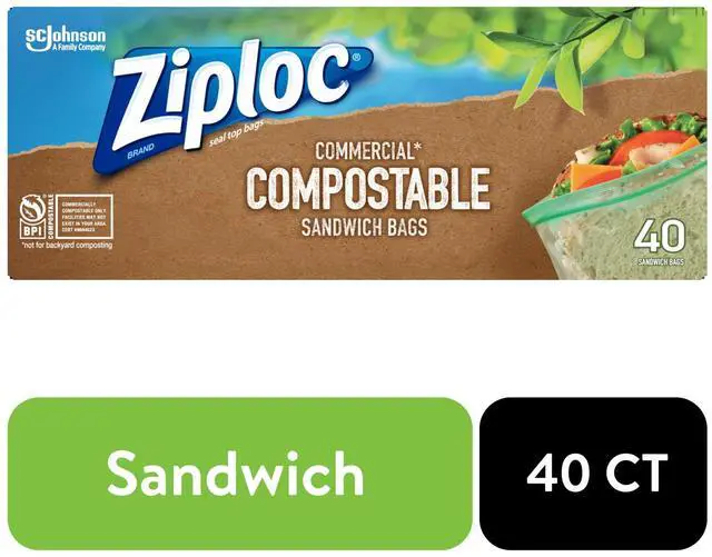 Main image of Ziploc® Compostable Sandwich Bags, Food Storage Zipper Bags, 40 Count