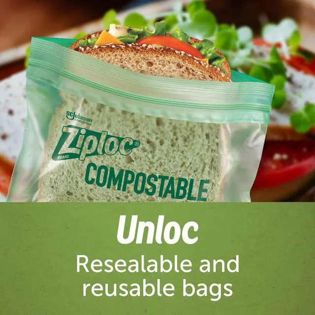 Alt view image 2 of 7 - Ziploc® Compostable Sandwich Bags, Food Storage Zipper Bags, 40 Count
