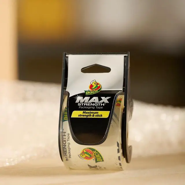 Alt view image 4 of 7 - (2 pack) Duck Max Strength Clear Packing Tape with Dispenser, 1.88" x 25 yd, 1 Roll