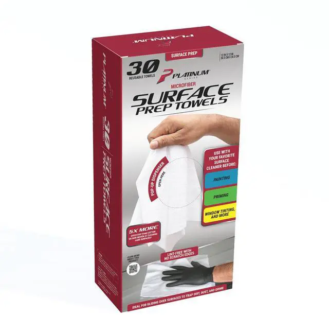 Main image of Platinum Series Microfiber Paint Sealant, Primer and Window Tint Surface Prep Towels, 30 Pack, White