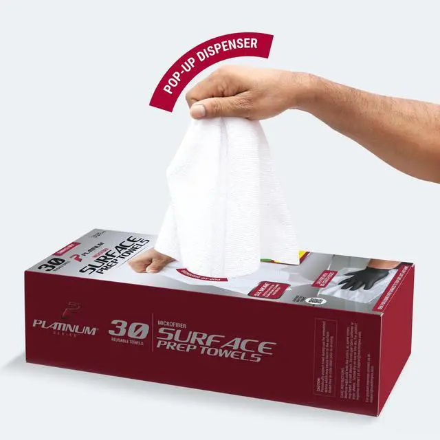 Alt view image 2 of 5 - Platinum Series Microfiber Paint Sealant, Primer and Window Tint Surface Prep Towels, 30 Pack, White