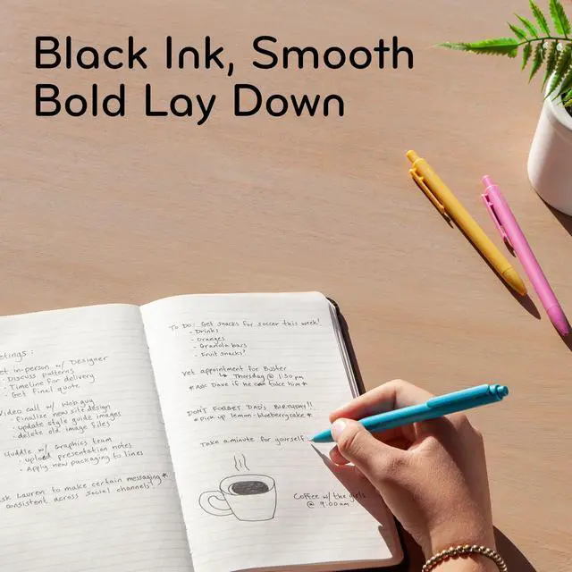 Alt view image 4 of 7 - U Brands U-Eco Ballpoint Pens, Fine Point, 0.7mm, Black Ink, 4 Count