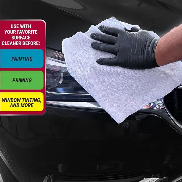 Alt view image 3 of 5 - Platinum Series Microfiber Paint Sealant, Primer and Window Tint Surface Prep Towels, 30 Pack, White