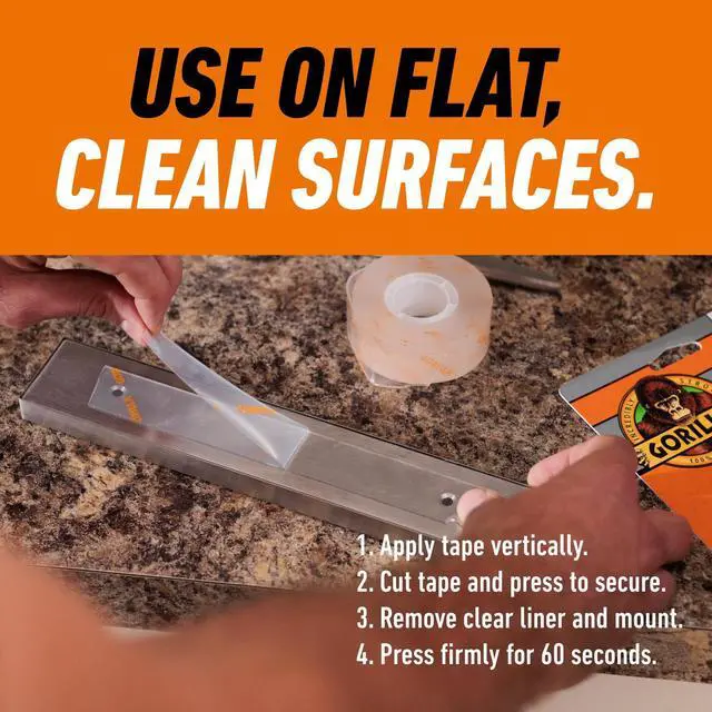 Alt view image 4 of 7 - Gorilla Clear Mounting Tape 60in Roll