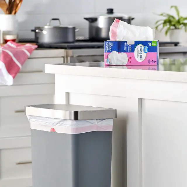 Alt view image 4 of 7 - Great Value Strong Flex 13-Gallon Drawstring Tall Kitchen Trash Bags, Lavender Fields, 40 Bags