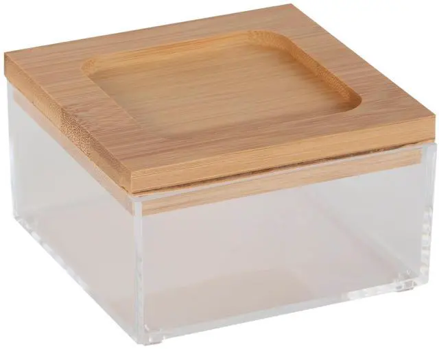 Main image of Simplify Square Clear Jewelry and Cosmetic Organizer Box with Bamboo Lid
