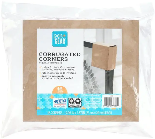 Main image of Pen+Gear Corrugated Corners, Corner Protection, Moving & Storage, 4" x 4", Kraft, 16 Count