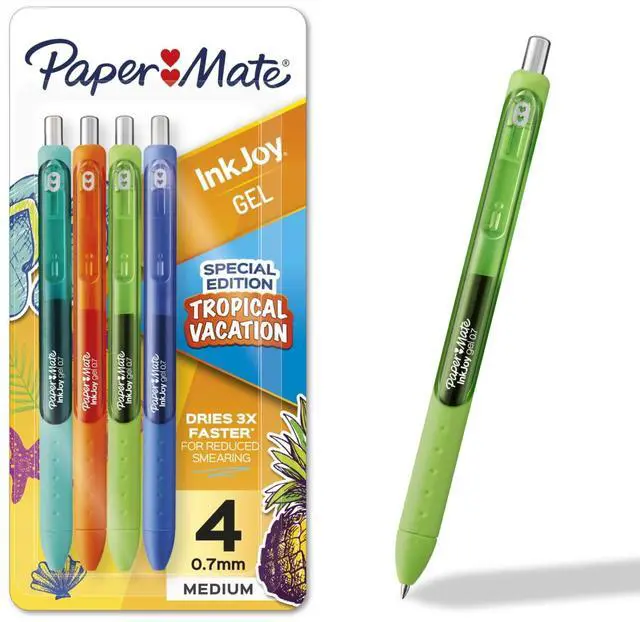 Main image of Paper Mate InkJoy Gel Pens, Tropical Vacation Colors, Medium (0.7mm) Point, Retractable, 4 Count
