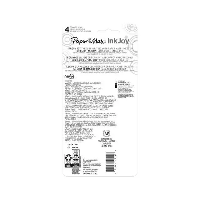 Alt view image 6 of 6 - Paper Mate InkJoy Gel Pens, Tropical Vacation Colors, Medium (0.7mm) Point, Retractable, 4 Count