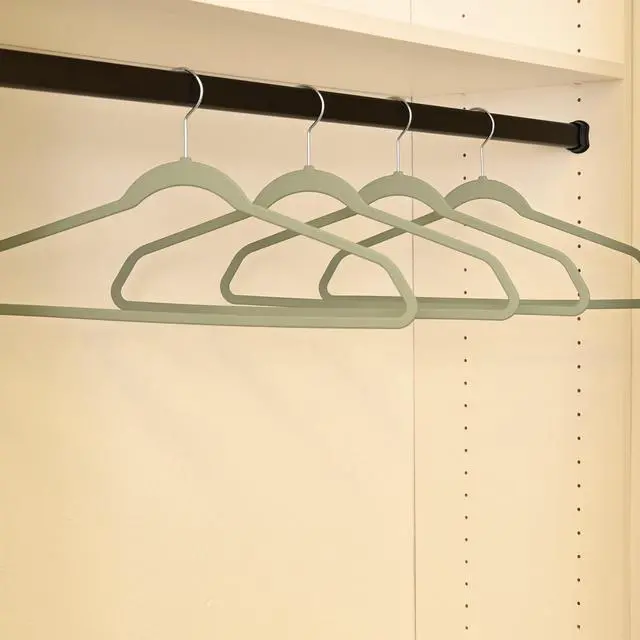 Alt view image 2 of 7 - Better Homes & Gardens Rubber Hangers, Non-Slip Clothing Hangers, 10 Pack, Green River, Rubberized
