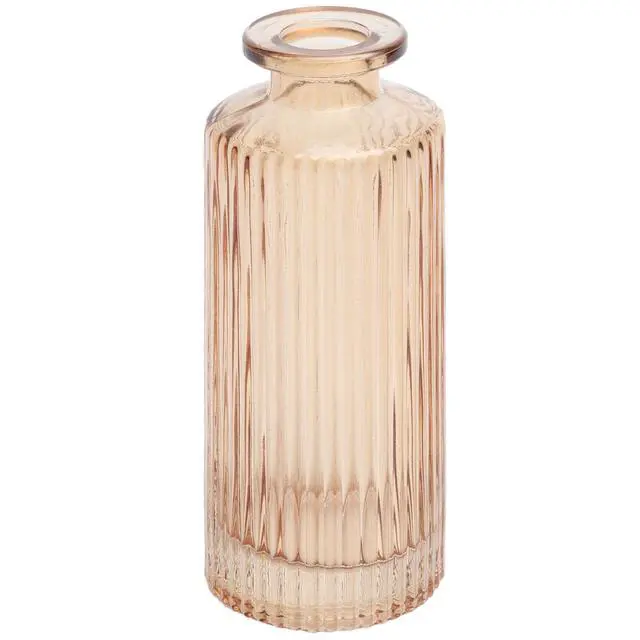 Alt view image 2 of 6 - (2 pack) Mainstays Mini Ribbed Translucent Glass Tabletop Indoor Vase, 5.2", Champagne