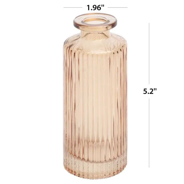 Alt view image 3 of 6 - (2 pack) Mainstays Mini Ribbed Translucent Glass Tabletop Indoor Vase, 5.2", Champagne