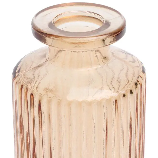 Alt view image 6 of 6 - (2 pack) Mainstays Mini Ribbed Translucent Glass Tabletop Indoor Vase, 5.2", Champagne