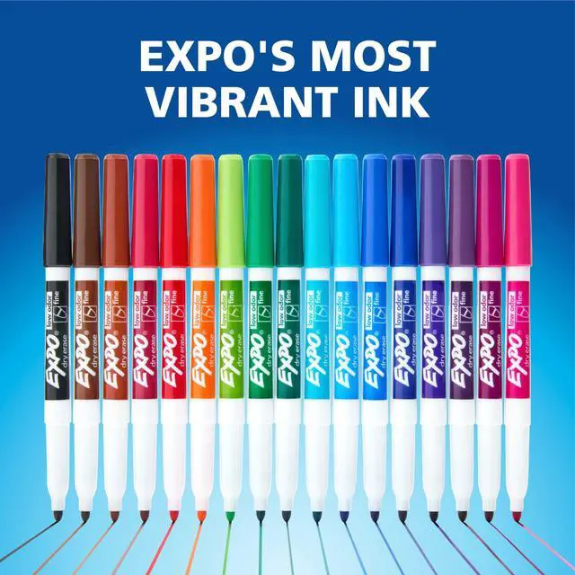 Alt view image 6 of 7 - EXPO Low Odor Dry Erase Marker Starter Set, Fine Tip, Assorted Colors, 7 Piece Kit