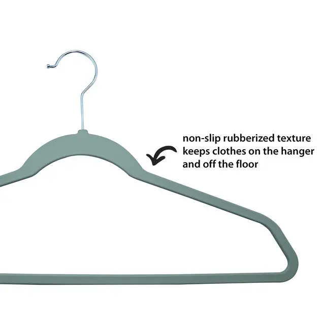Alt view image 5 of 7 - Better Homes & Gardens Rubber Hangers, Non-Slip Clothing Hangers, 10 Pack, Green River, Rubberized