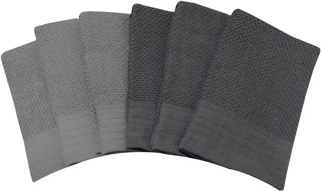 Main image of Mainstays 6-Piece Bar Mop Kitchen Towel Set, Gray