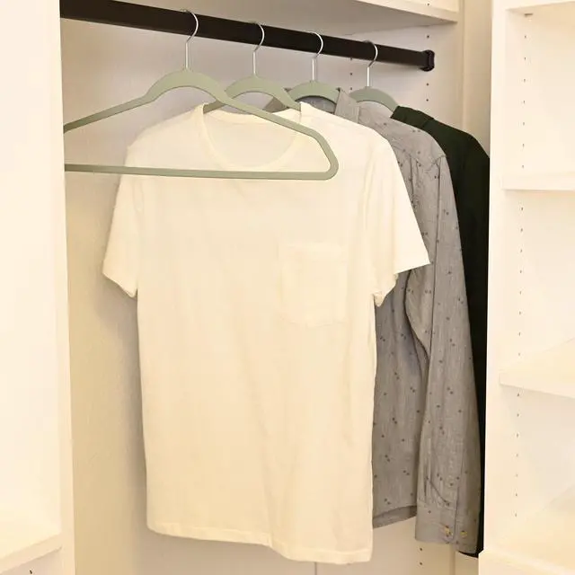 Alt view image 6 of 7 - Better Homes & Gardens Rubber Hangers, Non-Slip Clothing Hangers, 10 Pack, Green River, Rubberized