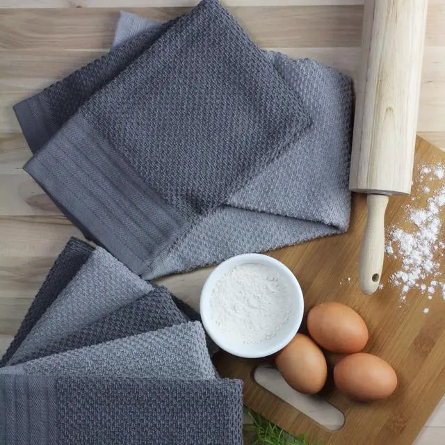 Alt view image 3 of 6 - Mainstays 6-Piece Bar Mop Kitchen Towel Set, Gray
