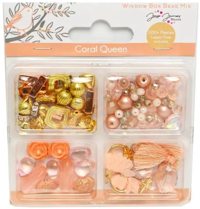 Main image of Jesse James Beads Window Box - Coral Queen, 100 Premium Pieces for Teens & Adults