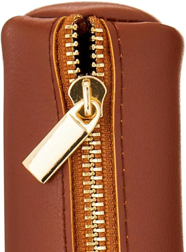 Alt view image 2 of 5 - Pen + Gear Simulated Leather Pencil Pouch, Zipper Pull, Cognac Brown