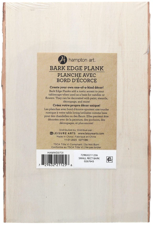 Main image of Hampton Art Basswood Rectangle W/Bark Sm (LY)
