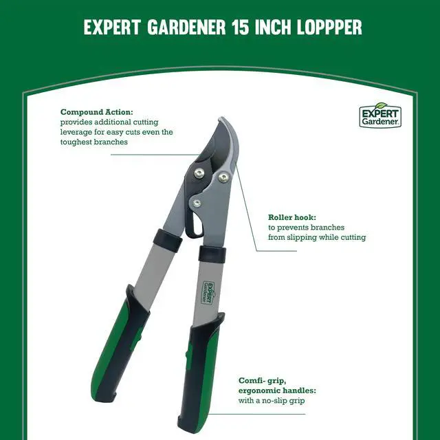 Alt view image 3 of 7 - Expert Gardener 15-Inch Lopper, Lightweight and Durable with Ergonomic Grips