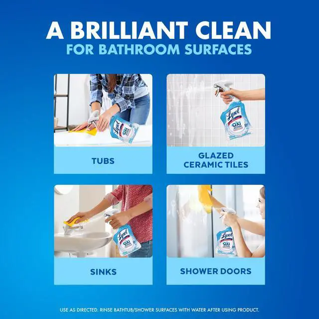Alt view image 5 of 7 - Lysol Bathroom Cleaner OXI Action Spray, Cleaning, Sanitizing, & Disinfecting Spray with Hydrogen Peroxide, Bleach Free, Cool Spring Breeze Scent, 32 fl oz