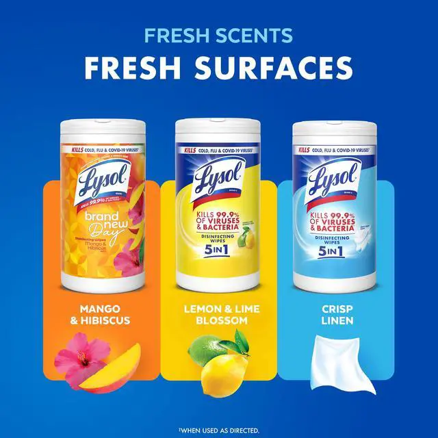 Alt view image 7 of 7 - Lysol Disinfecting Wipes, All Purpose Cleaner, Multi Surface Antibacterial Cleaning Wipes, Cleaning Supplies, Lemon & Lime Blossom Scent, 80 Count