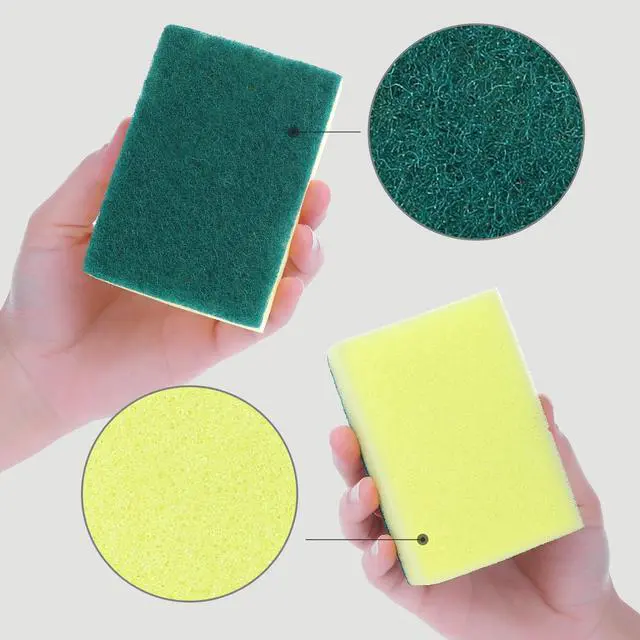 Alt view image 2 of 6 - Unique Bargains Kitchen Cleaning Sponge Non-Scratch Scrub Sponges Green 3 Pcs