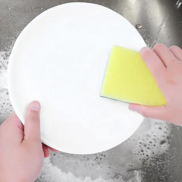 Alt view image 3 of 6 - Unique Bargains Kitchen Cleaning Sponge Non-Scratch Scrub Sponges Green 3 Pcs