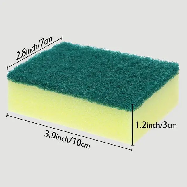Alt view image 6 of 6 - Unique Bargains Kitchen Cleaning Sponge Non-Scratch Scrub Sponges Green 3 Pcs