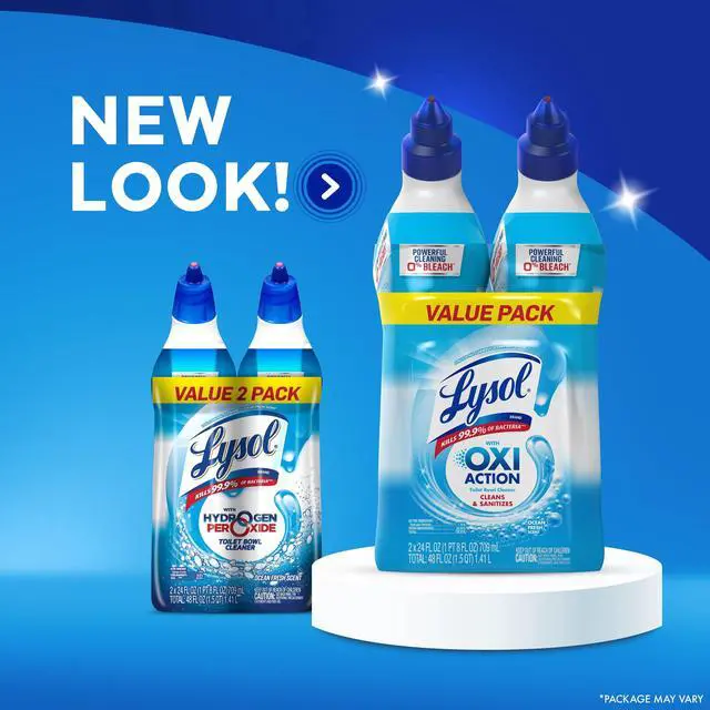 Alt view image 7 of 7 - Lysol Toilet Bowl Cleaner Clinging Gel, OXI Action, Sanitizing Bathroom Cleaner and Toilet Bowl Stain Remover, Bleach Free, 24 fl oz (2 Pack)