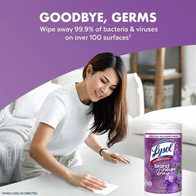 Alt view image 5 of 7 - Lysol Disinfecting Wipes, All Purpose Cleaner, Multi Surface Antibacterial Cleaning Wipes, Cleaning Supplies, Lavender + Mango Scents, 80 Count Each (Pack of 2)