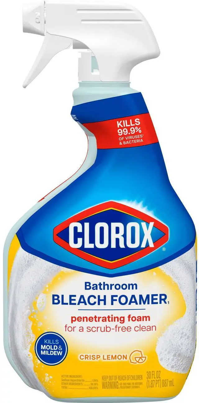 Alt view image 2 of 7 - Clorox Bleach Foamer Bathroom and Shower Cleaner Spray, Crisp Lemon, 30 fl oz